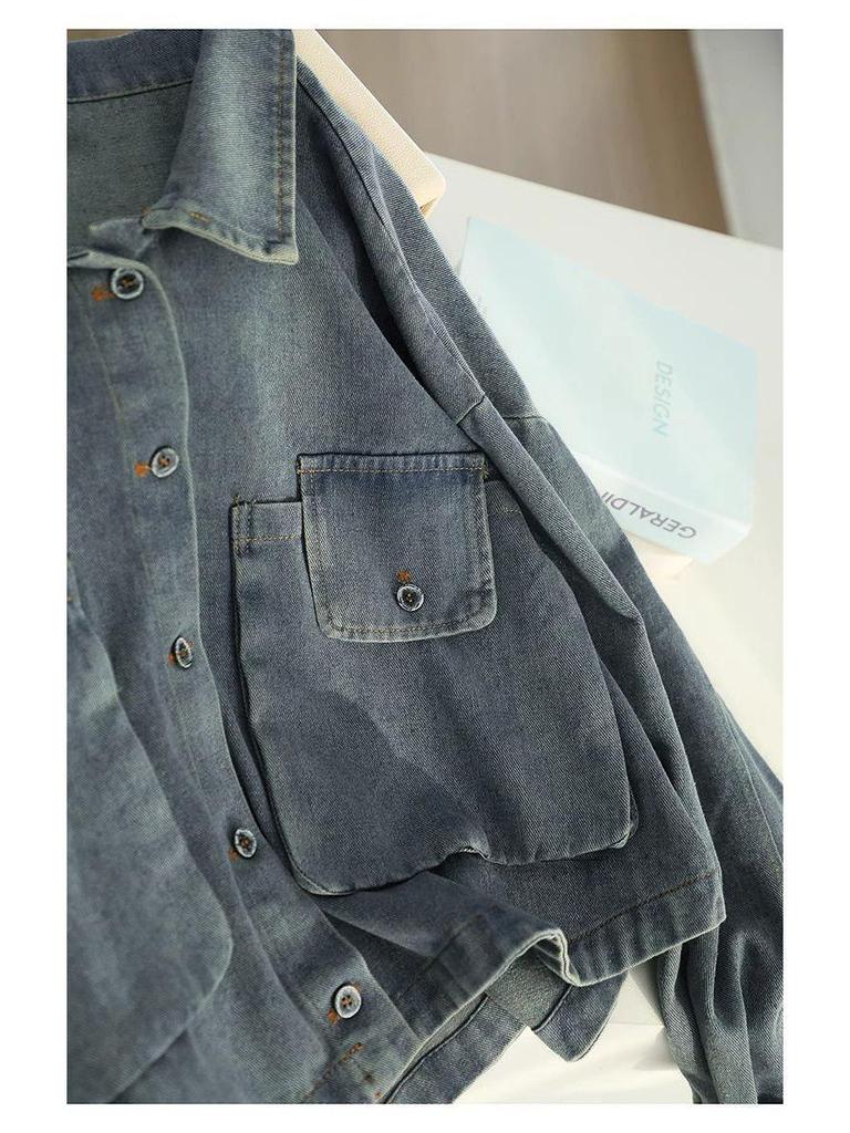 Plus Size Denim Jacket for Women: Casual Loose-Fit Slimming Retro Long Sleeve Top