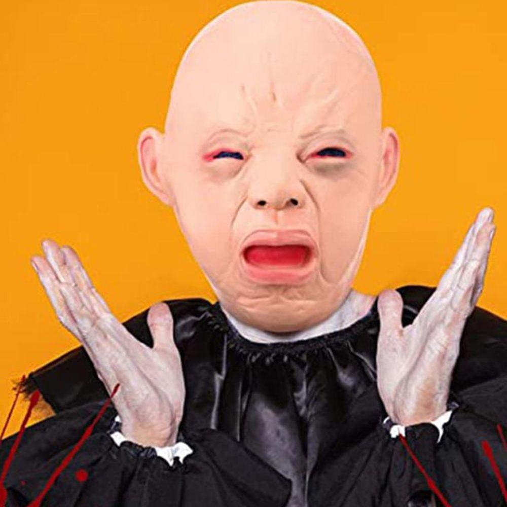 Funny Doll Halloween Costumes Full Head for Adults Latex Mask Crying Baby Mask Crying Face Mask