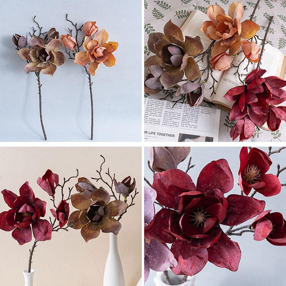 Luxuriöser Künstlicher Magnolienzweig Elegante Kunstorchideenblüten mit Real-Touch Handgefertigte Realistische Simulation Große Magnolie