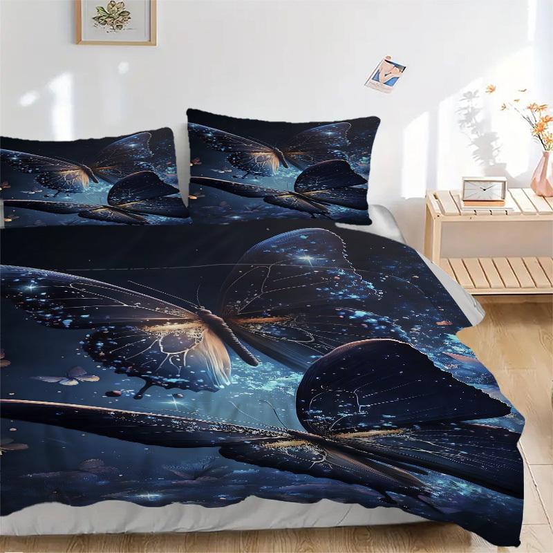 

3pcs Butterfly Fantasy Duvet Cover Set, Cover For Bedroom Guest Room (1 Duvet Cover + 2 Pillowcase, Without Quilt), yy250922194 135x200cm