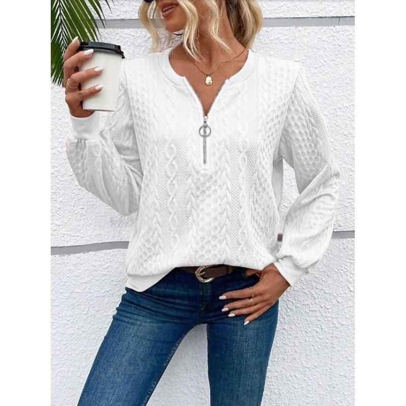 MGHR Women's Fashion Casual Solid Color Print Autumn Winter V-Neck Long Sleeve Hoodie
