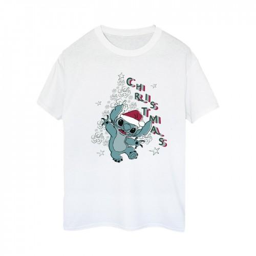 Lilo & Stitch Womens/Ladies Christmas Tree Cotton Boyfriend T-Shirt