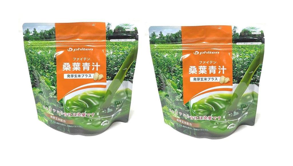 Phiten Mulberry Leaf Green Juice with Germinated Brown Rice Plus Set, 230g x 2 packs