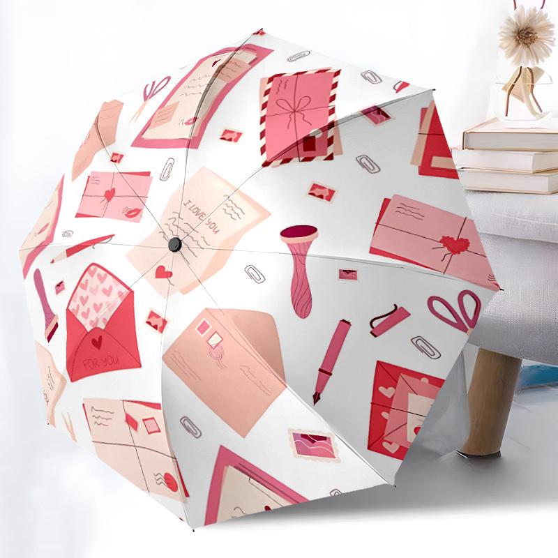 

1pc Love Letters Automatic Folding Umbrella - 8-Rib Automatic Open/Close, Large Canopy Birthday Festival Gift yy251217100