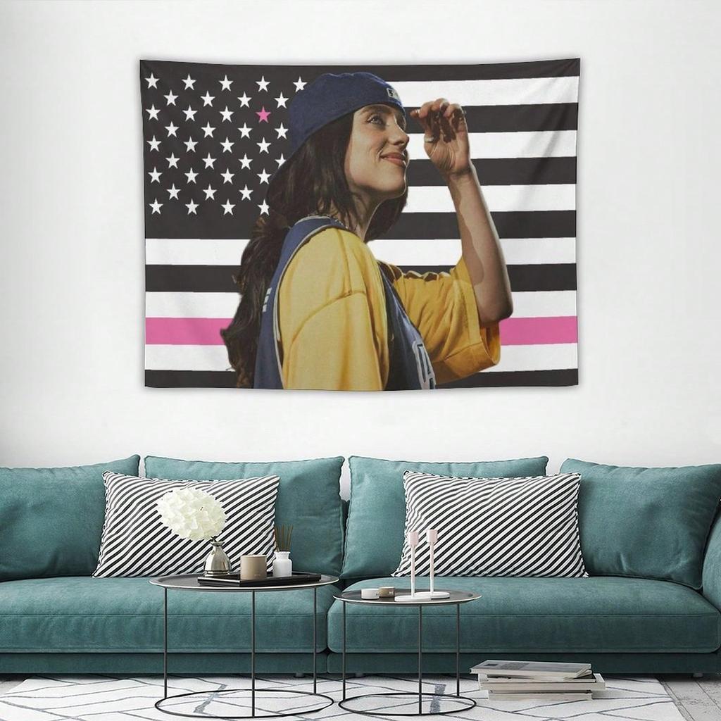1PC BBillie EEilish American Flag Tapestry Patriotic Home Dorm Fan Gift Wall Decor