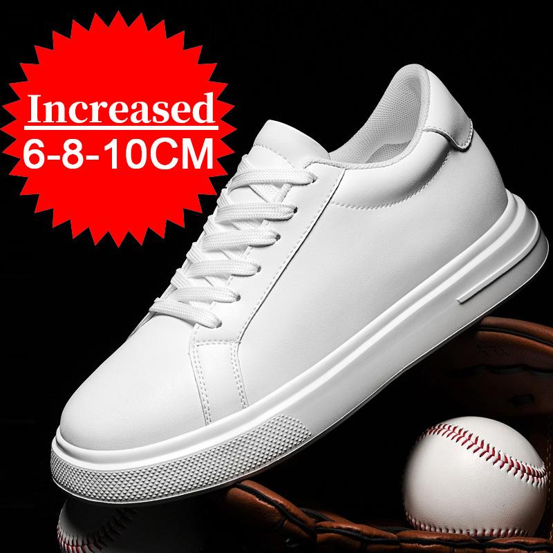 New Summer Men's Sneakers Elevator Shoes Heightening Height Increase Insole 7-8CM High Heels Shoes Leather Sport Shoes Men Shoes