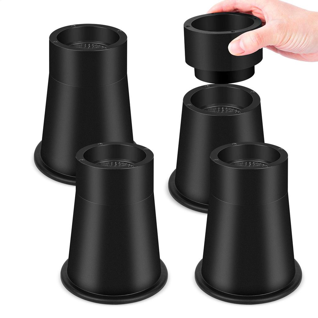 4Pcs Furniture Riser Round Rubber Sofa Riser Adjustable Bed Leg Extender Stand Heavy Duty Bed Lifts Risers For Bed Chair Leg