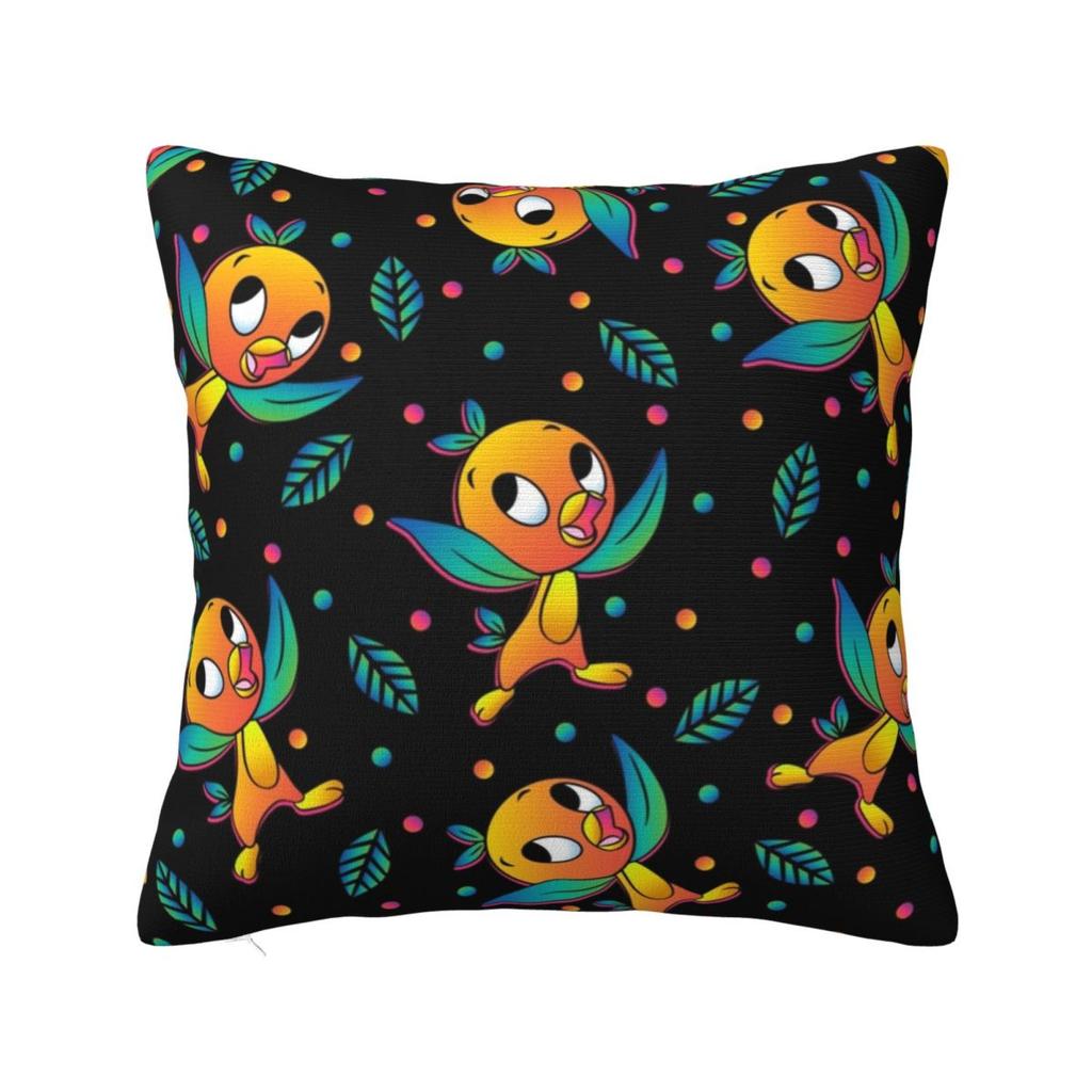 Orange Bird Square Pillowcase Pillow Cover Polyester Cushion Zip Decorative Comfort Throw Pillow for Home Sofa