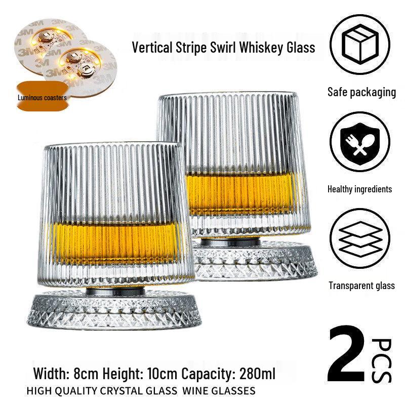 Qiwei Crystal Glass Rotating Whiskey & Brandy Tumbler