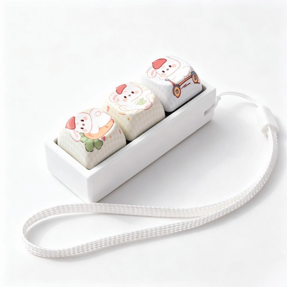 Cartoon Cat Keycap Fidget Keychain 3 Keys Finger Press Keycap Keychain  Calming