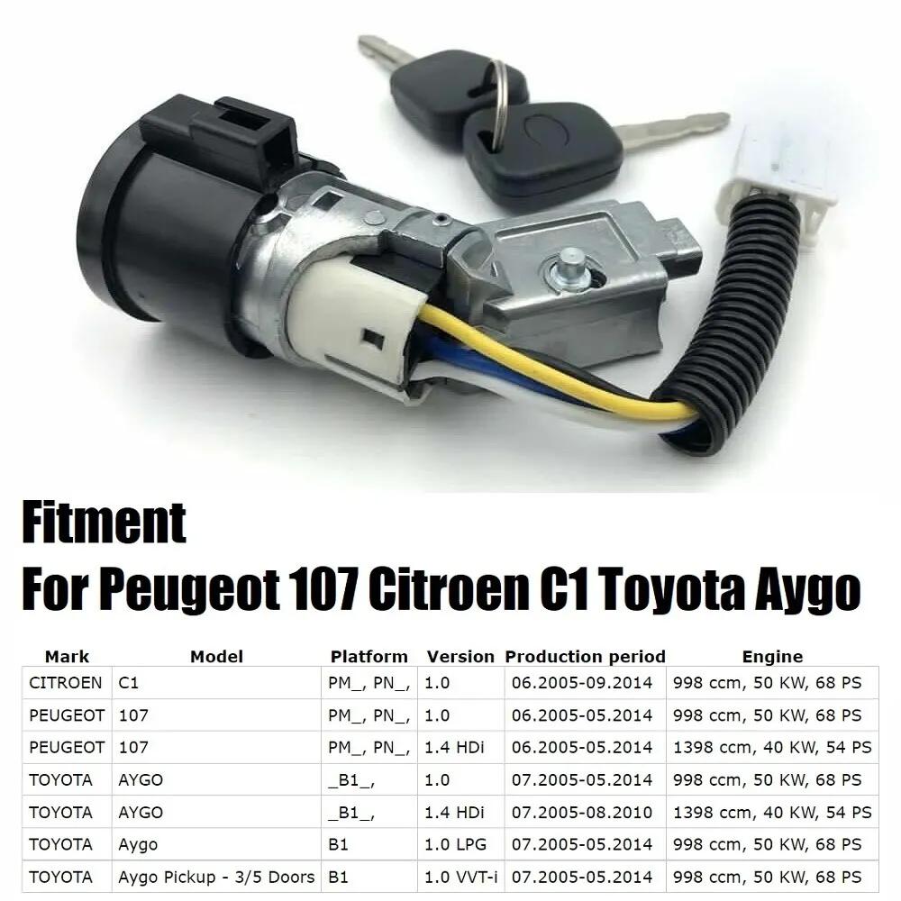 1Set Ignition Barrel Lock For Peugeot 107 Citroen C1 Toyota Aygo Car Engine Ignition Exhaust Parts N0501412 N0502200 Uk