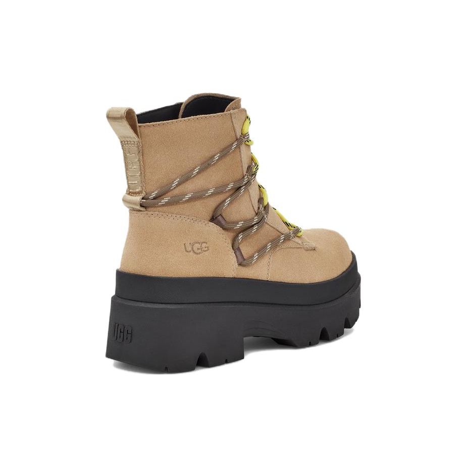 UGG Suede Round Toe Lace-Up Short Martin Boots 6.3Cm Women Boots Brown 1143841-MDSD