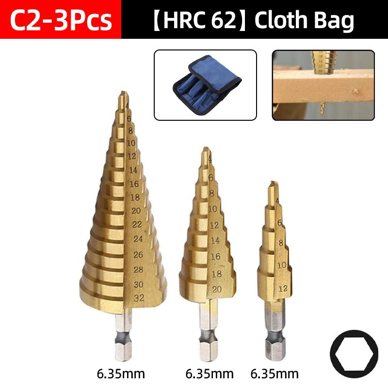 HSS Titanium Step Drill Bit Set For Metal Wood Punch Hole Cutter Conical Stage Stepped Drills Power Tools 3-12 4-12 4-20 4-32mm