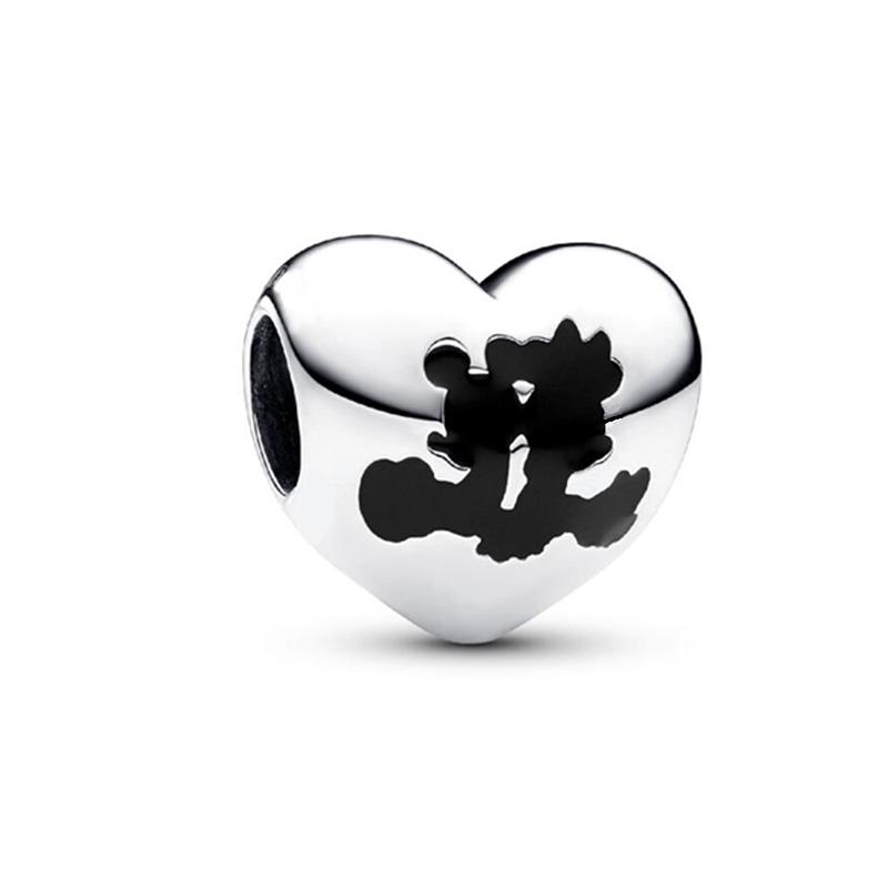 Disney Mickey Minnie Friends Dangle Charm Beads European Silver Bracelet Necklace DIY Jewelry Gift for Kids