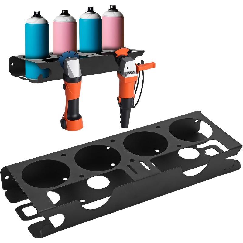 Spray Bottle Storage Rack with Angle Grinder Holder, with 4 Spray Bottle Holes 2 Grinder Slots for Garage Workshop Organization