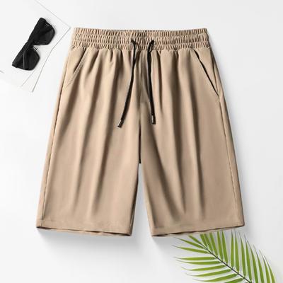 Men Casual Shorts Solid Color Regular Fit Shorts with Reinforced Pockets