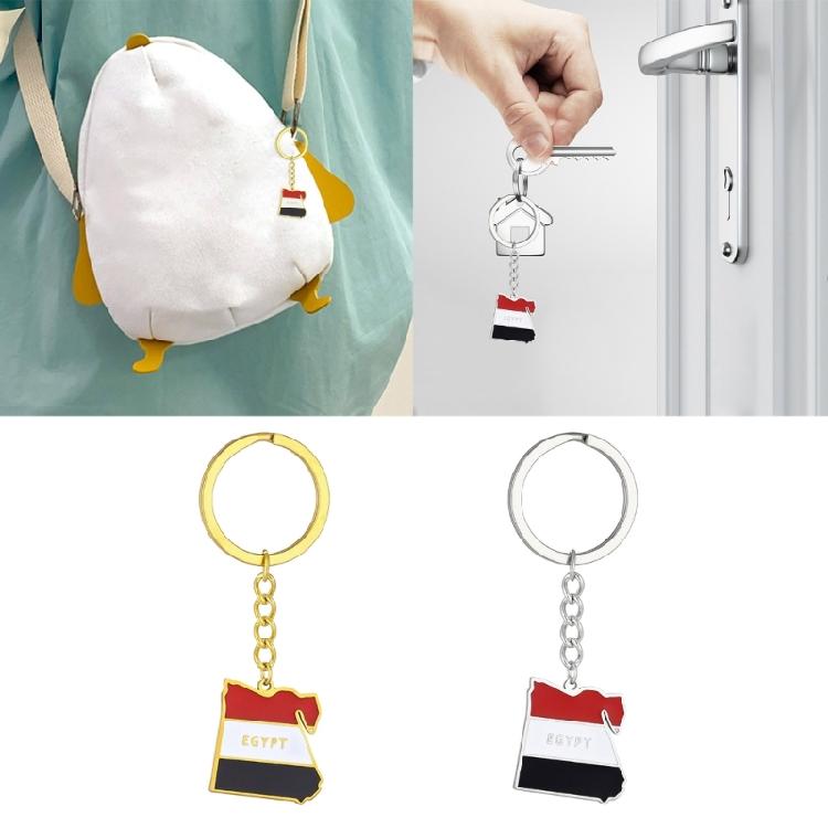 Keychain for Women Men Egypt Map Flag Shape Keyring Ethnic Style Flag Keyring