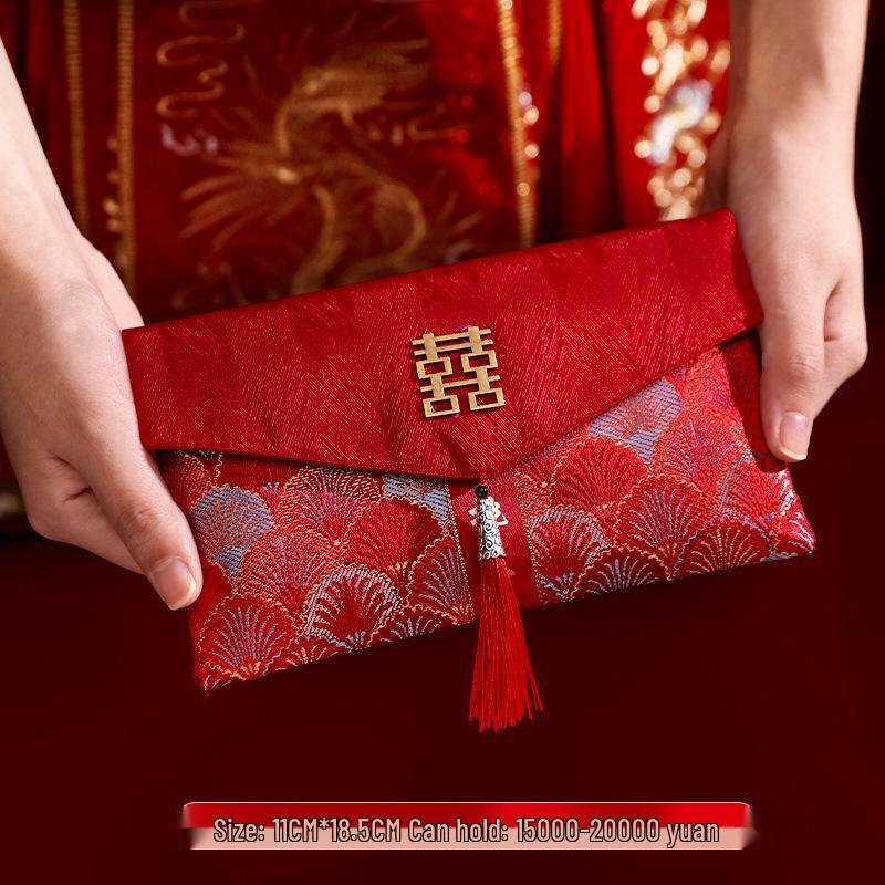 High-End Chinese Wedding Red Envelope Bag for 10,000 Yuan, New Style Cloth Art Design, Perfect for Parents' Address Change Gift