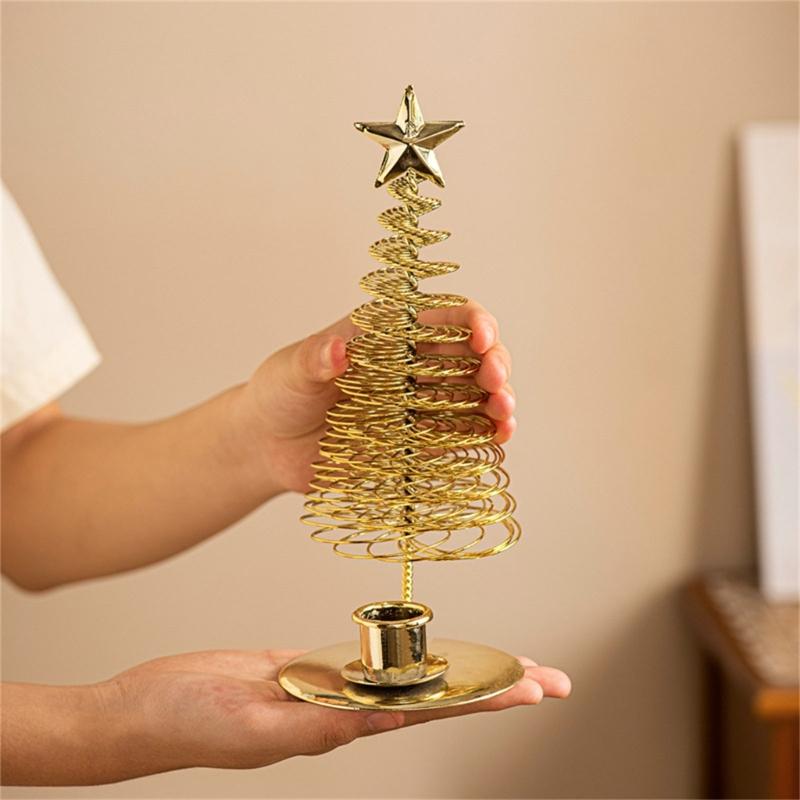 3 Pack Metal Christmas Candleholder Pine Tree Shape Candelabra Seasonal Centerpieces Decors For Dining Room Fireplaces
