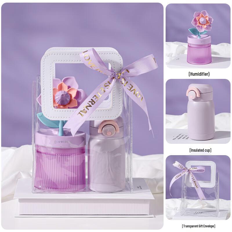 Portable Humidifier & Glass Insulated Cup Gift Set