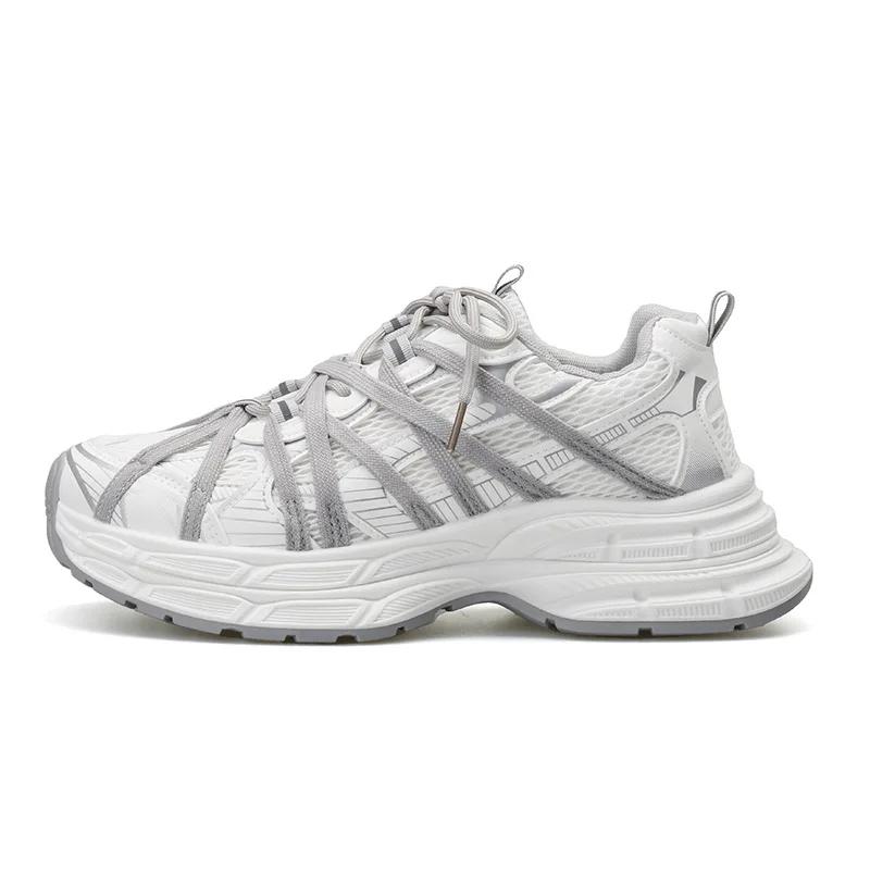 

Men s Shoes New Trend Sneakers Breathable Comfortable Thick Sole Retro Lightweight Sports Lace Up Running Shoes 39 белый