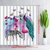 1pc Tropical Animal Shower Curtain with Peacock, Zebra, Flamingo, Colorful Butterflies & Roses - Whimsical Fantasy Design,