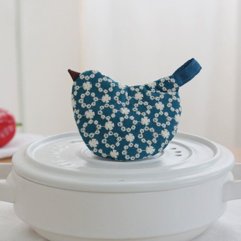 1Pc Embroidery Pattern Thermal Insulation Cotton Pot Clamp Creativity Heat-resistant Anti-scald Bird Pot Lid Cap Anti Scald Cover