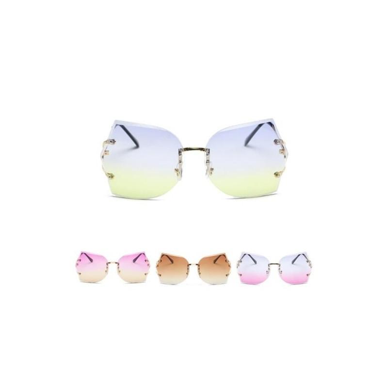 Transparent Rimless Women Glasses Oversized Clear Lens Sunglasses Gradient Color