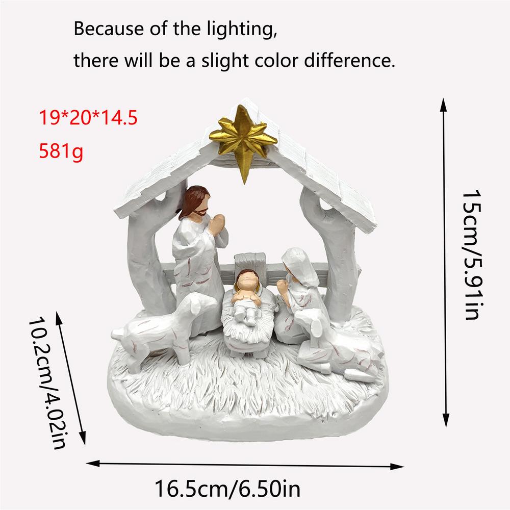 Nativity Figurines Religious Manger Figures Christmas Manger Nativity Scene Desk Decor for Indoor Desk Shelf Bedroom Living Room белый