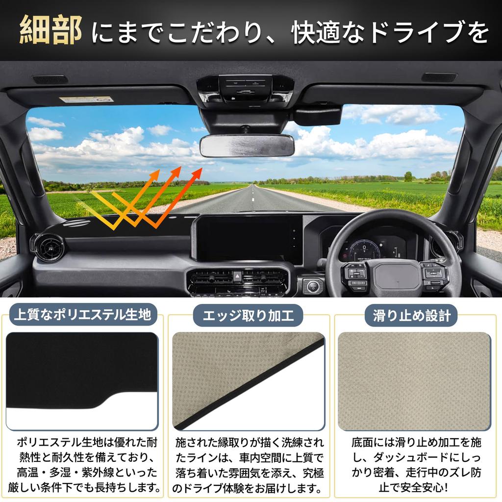 FUELHOOD Dashboard for Toyota Land Cruiser 250 2024 Protective Mat with Sun Heat Reduced Scratch and Clear Visibility Polyester Interior Black