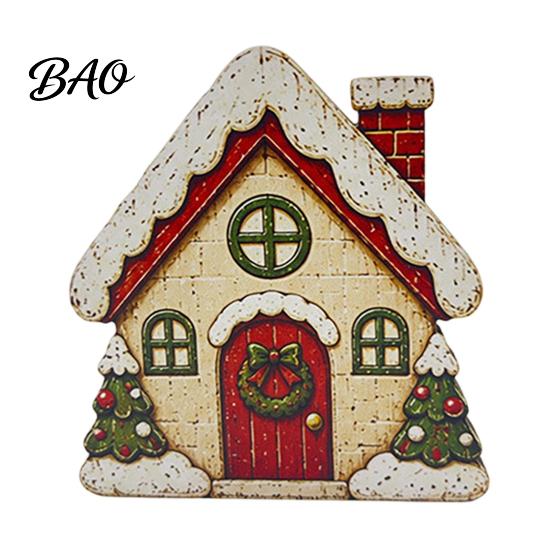 Solid Wood Holiday Decorations Christmas Wooden Vintage Sign, Rustic Table Ornament, 2D Santa Claus Home Party Supplies Snowman Penguin Desktop