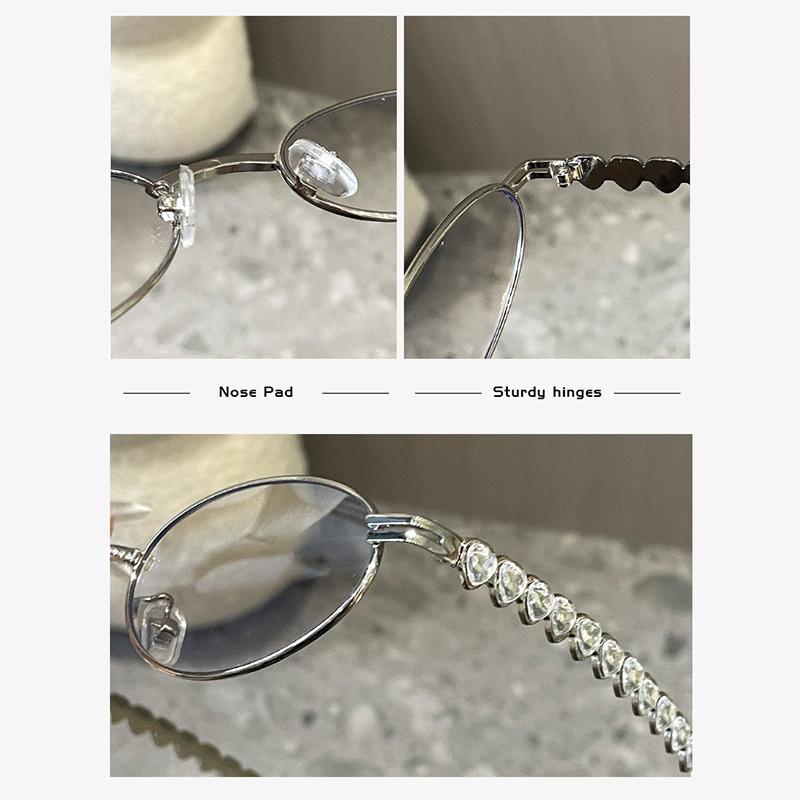 Eyeglasses Frames For Women Men Silver Oval Glasses Anti Blue Light Small Sunglasses With Metal Frame