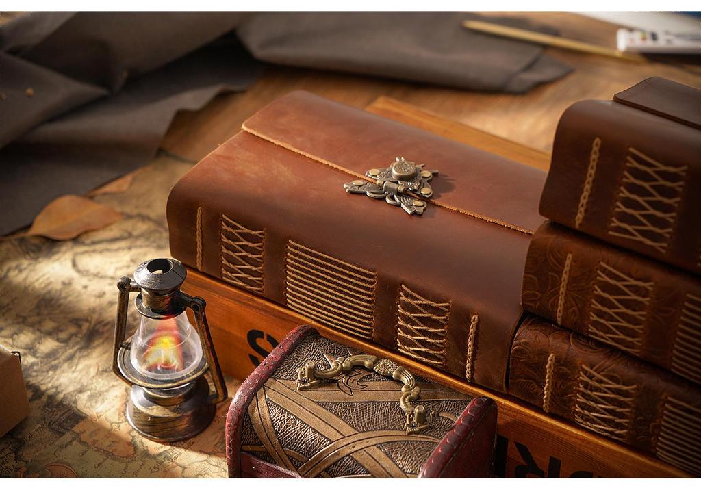 Handmade European Style Cowhide Sketchbook & Diary – Retro Traveler's Line-Bound Notebook
