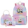 3-delige Tie Dye Panda Rugzak Set Kawaii Rugzak voor Naar School met Lunchtasje Etui, Reizen Dagrugzak voor Kinderen Meisjes