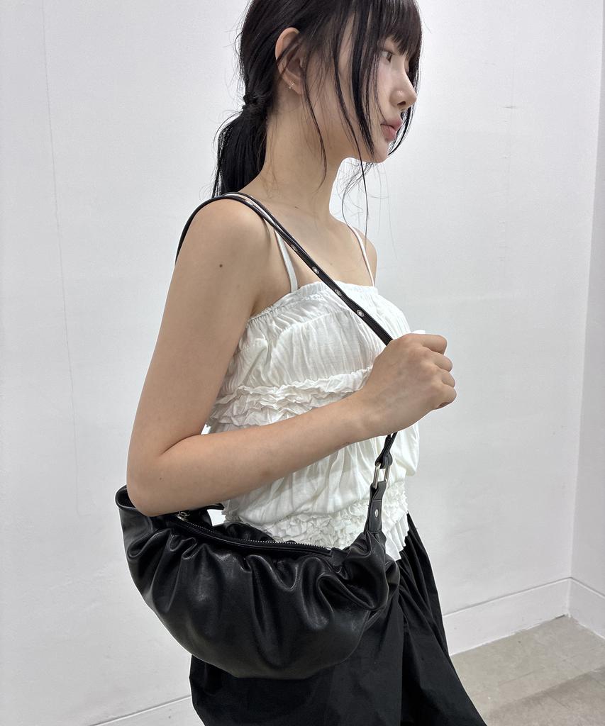 Flareup Draped Leather Bag (Fl-745_Black)