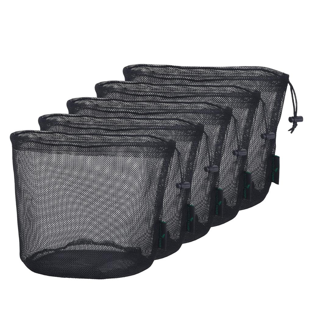 Boundless Voyage of Mesh Round String Net Nylon Storage Pouches for Outdoor and Black XL X BVP04 [Set 5] Bags, Bottom, Bags, Travel, Gear, Golf,