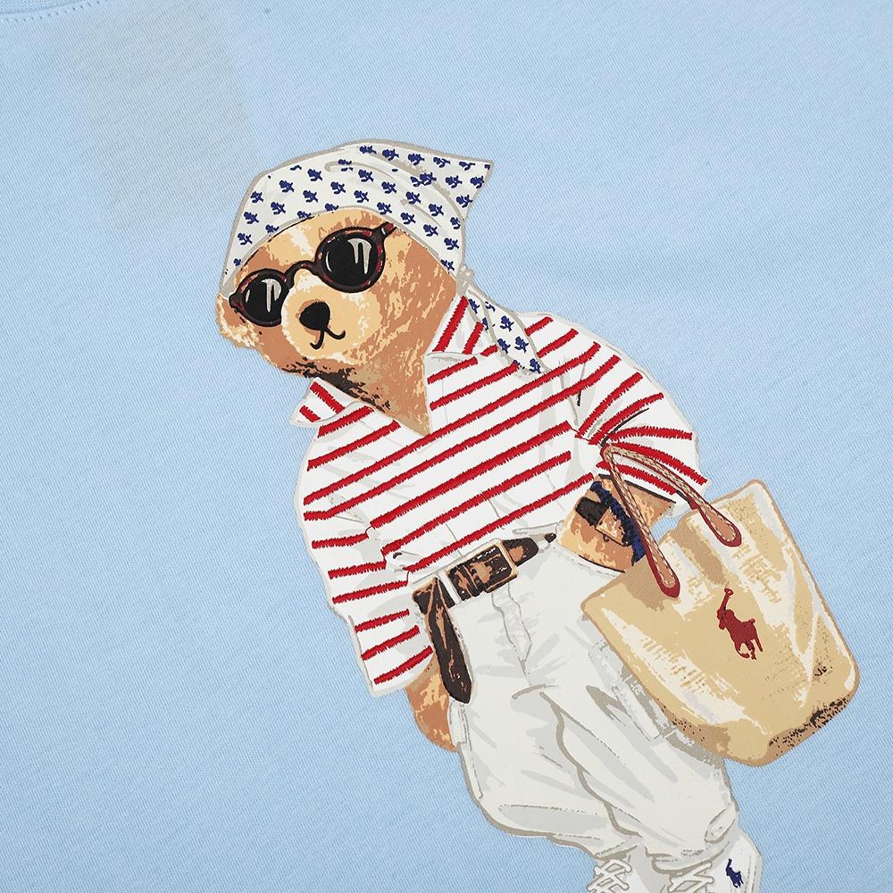 Ralph Lauren Summer Men's and Women's 100% Cotton Polo Bear T-Shirt with Fashion Striped Bear Print & Signature