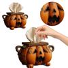 Halloween Pumpkin Tissue Box Holder with Eyes Fall Pumpkin Tissue Box Cover Cute and Scary Pumpkin Tissue Box for Home Bathroom
