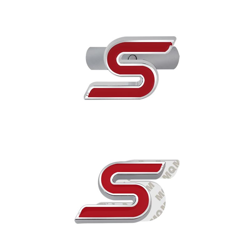 RGFU9 Car Accessories Metal S Grille Emblem Rear Trunk Body Badge Sticker For Ford ST LINE Focus Fiesta Ecosport Kuga Mondeo Everest