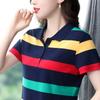 Damen Sommer Tops Streifen T-Shirts Sexy Vintage Kurzarm Polo T-Shirts Locker Lässig