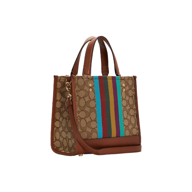 COACH Dempsey Fabric With Cow Leather Tote Bag, Shopping Bag, Shoulder Bag, Crossbody Bag, Handbag Small Women's Brown C5637-IMT1O