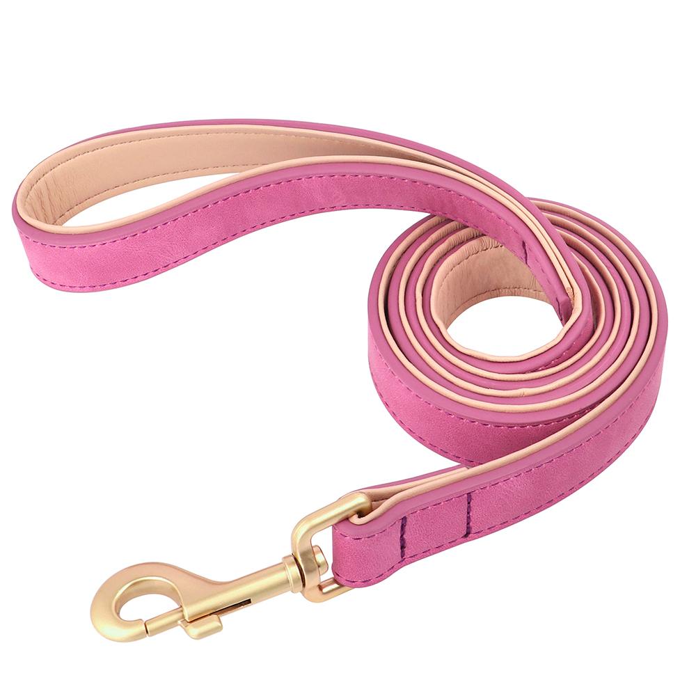 Personalized Dog Collar Leash PU Leather Dog Collars Pet Walking Lead Rope For Small Medium Large Dogs Free Custom ID Nameplate