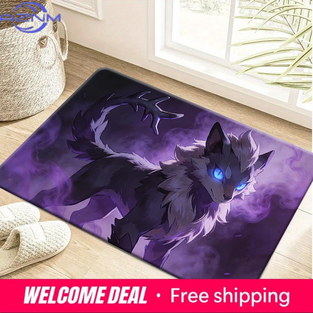 Pokemon Blue Eyes Wolf Purple Smoke Print Non-Slip Floor Mat Doormat 40x60cm