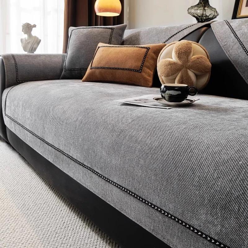 

New High-Gram Chenille Sofa Cushion Four-Season Universal Non-Slip Premium Leather Sofa Seat Cushion Cover 70*70cm