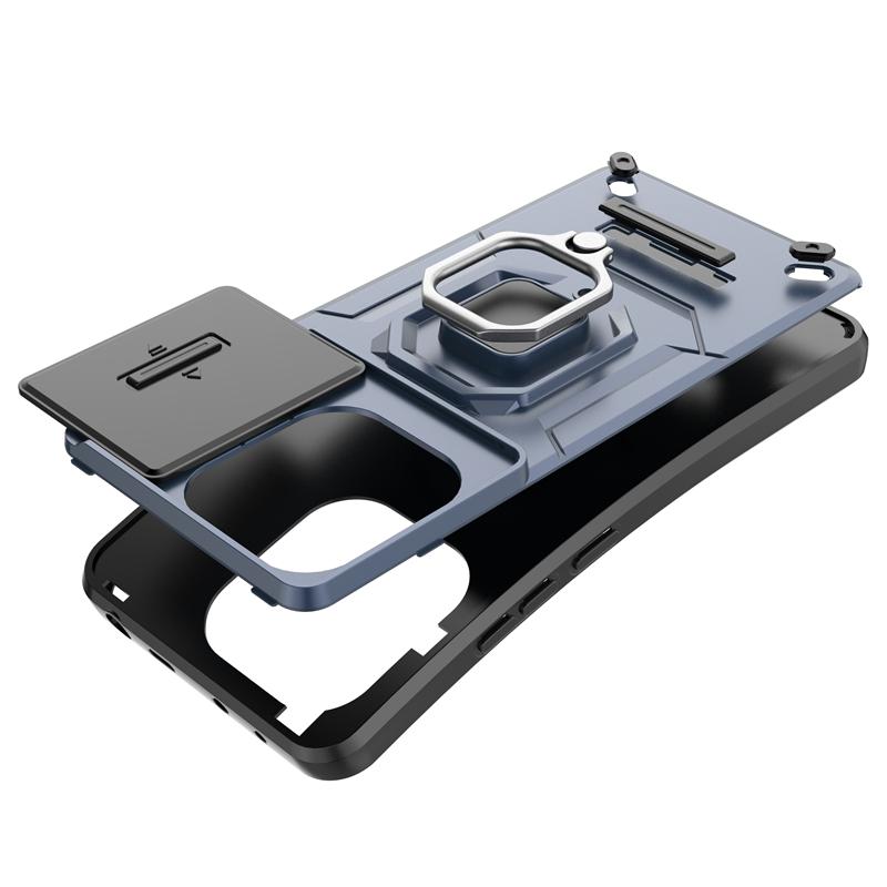 For Redmi Note 13 4G Case Slide Lens Ring Stand Armor Phone Case For Xiaomi Redmi Note13 Note 13 4g Anti-fall Protect Back Cover