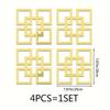 4Pcs 3D Acrylic Mirror Stickers Geometry Hollow Pattern Modern Room Bathroom Decor Diy Wall Decoration Supplies