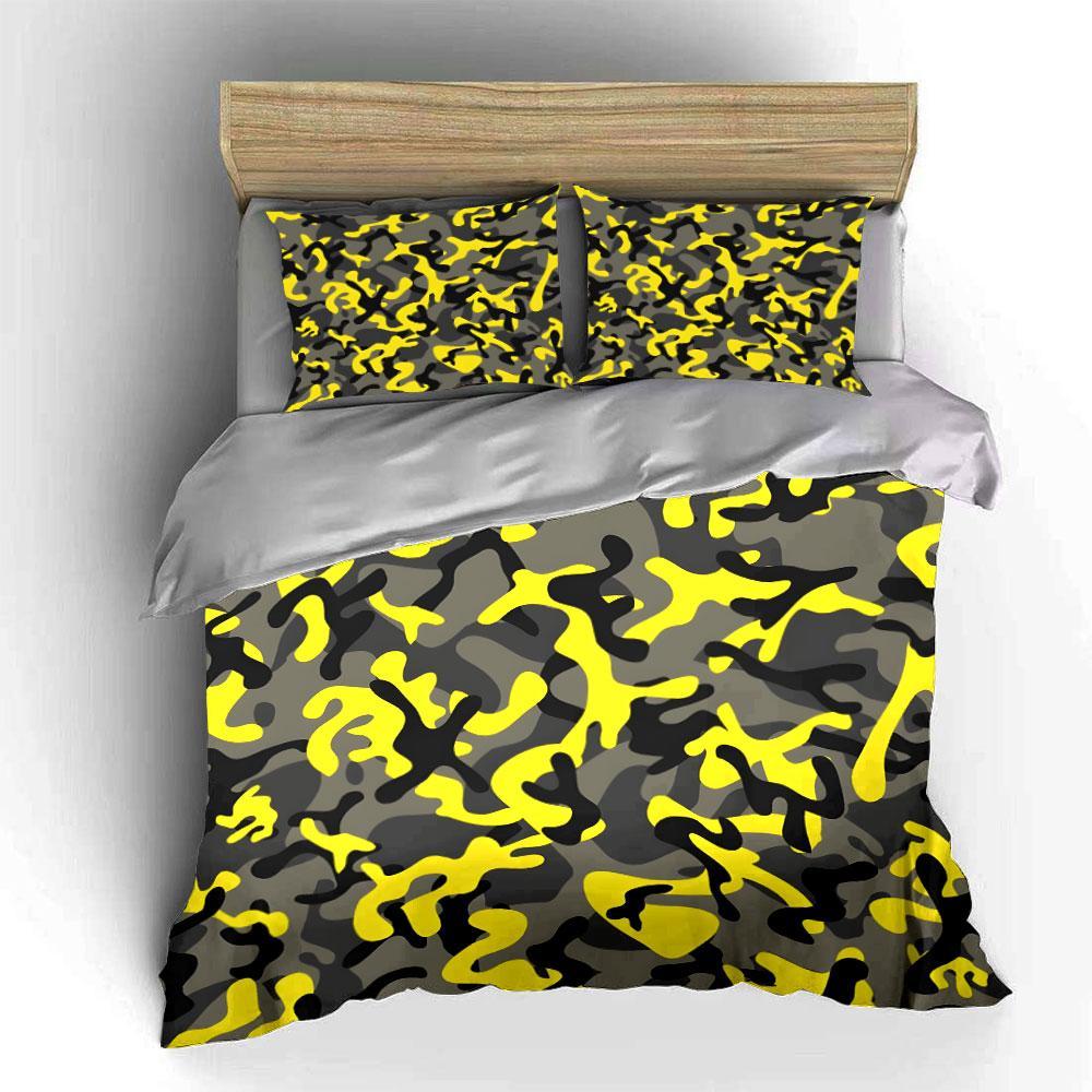 Yellow Camouflage Three-Piece Set Exquisite Three-Piece Bedding Set Gift For Kids And Adults