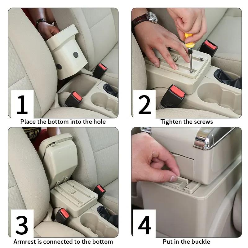 Pour Opel Corsa E Boîte Accoudoir Pour Corsa E Boîte de Rangement Intérieure Accoudoir en Cuir PU avec USB Accessoires de Voiture 2014 2015 2016-2019