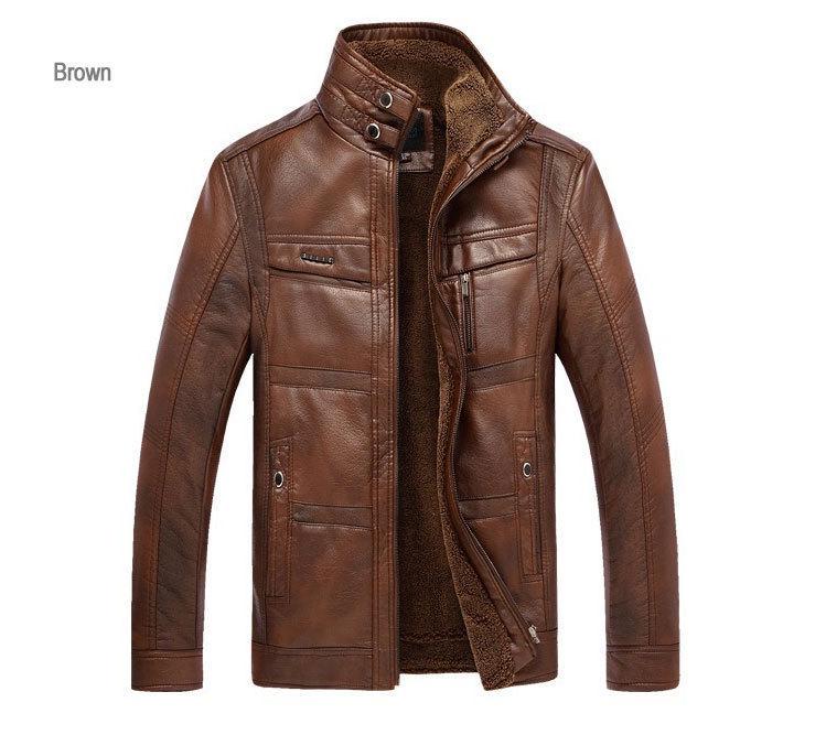 

Men Coat Brand Leather Jacket Winter Overcoat XXXL