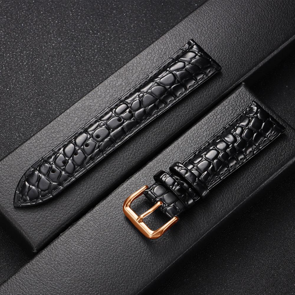 Crocodile Pattern Design Leather Watch Strap 16mm 18mm 19mm 20mm 21mm 22mm Universal Watchbands Casual Business Wristwatch Band
